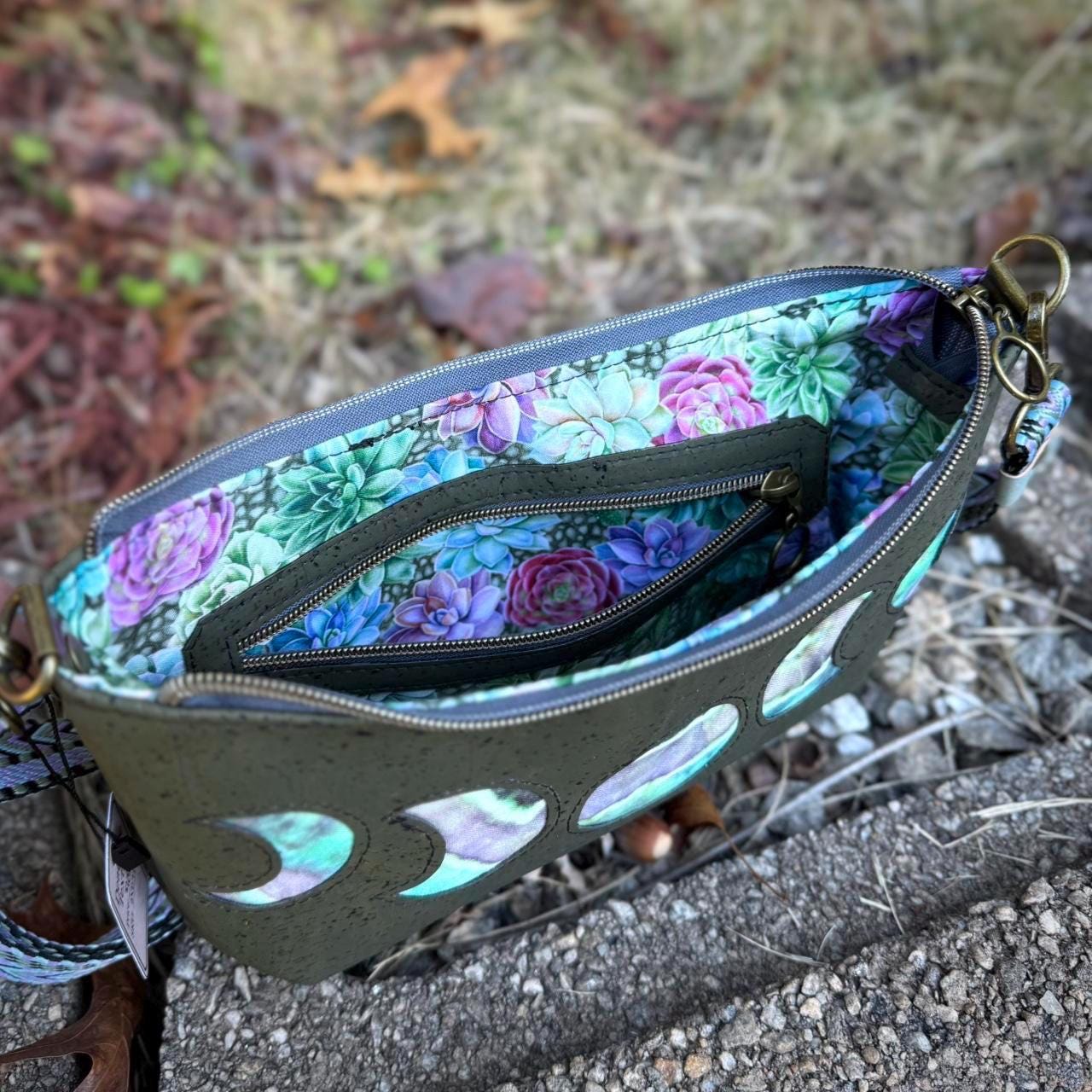 Moonphase Olive Crossbody Bag