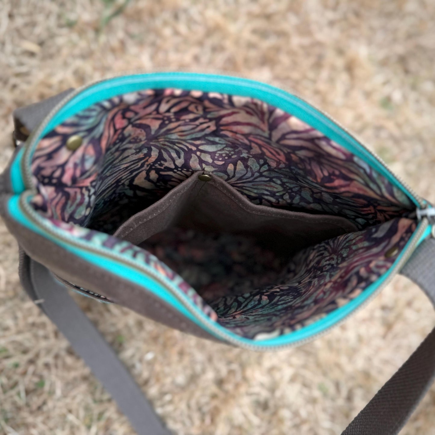 Teal & Brown Handwoven Crossbody