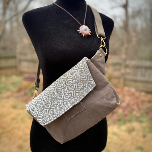 Mushroom Brown Handwoven Belt Bag