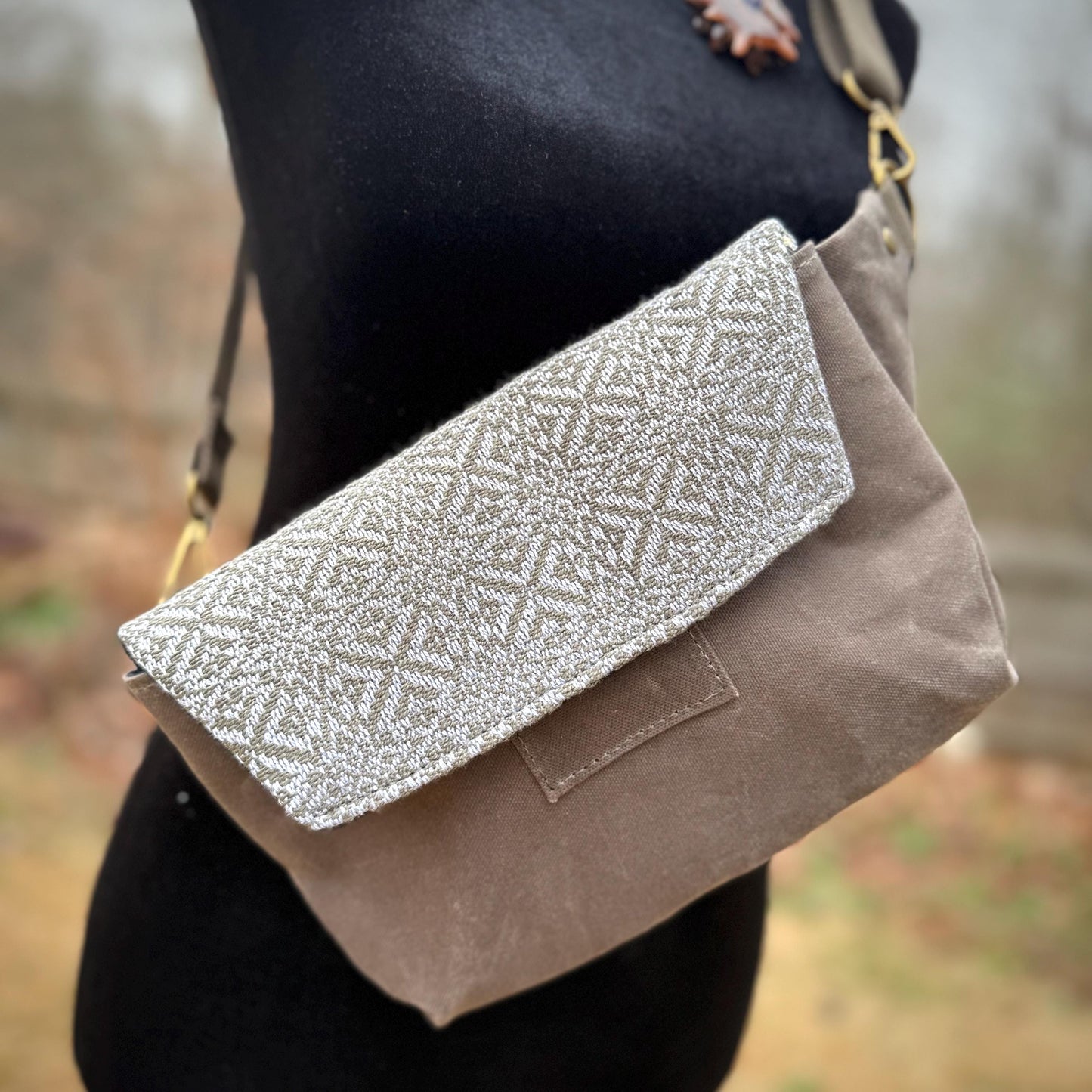 Mushroom Brown Handwoven Belt Bag