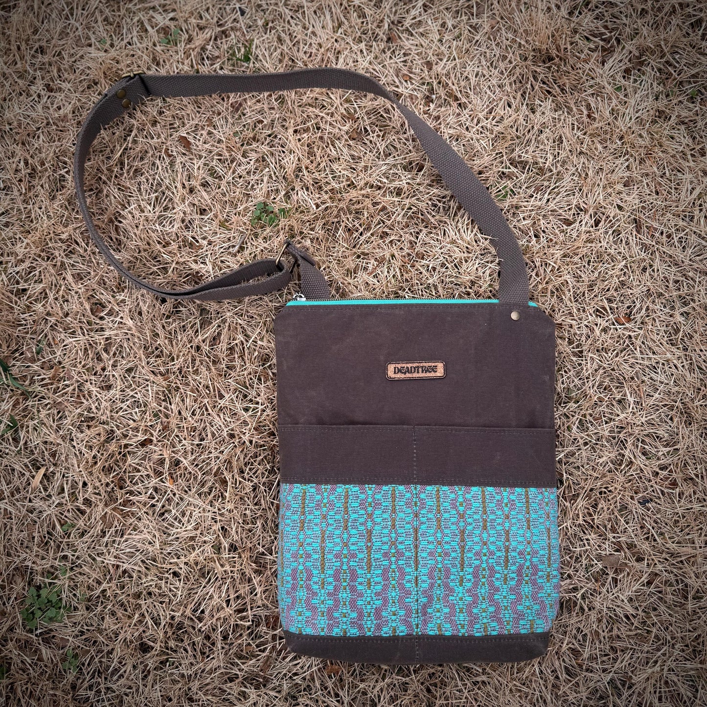 Teal & Brown Handwoven Crossbody