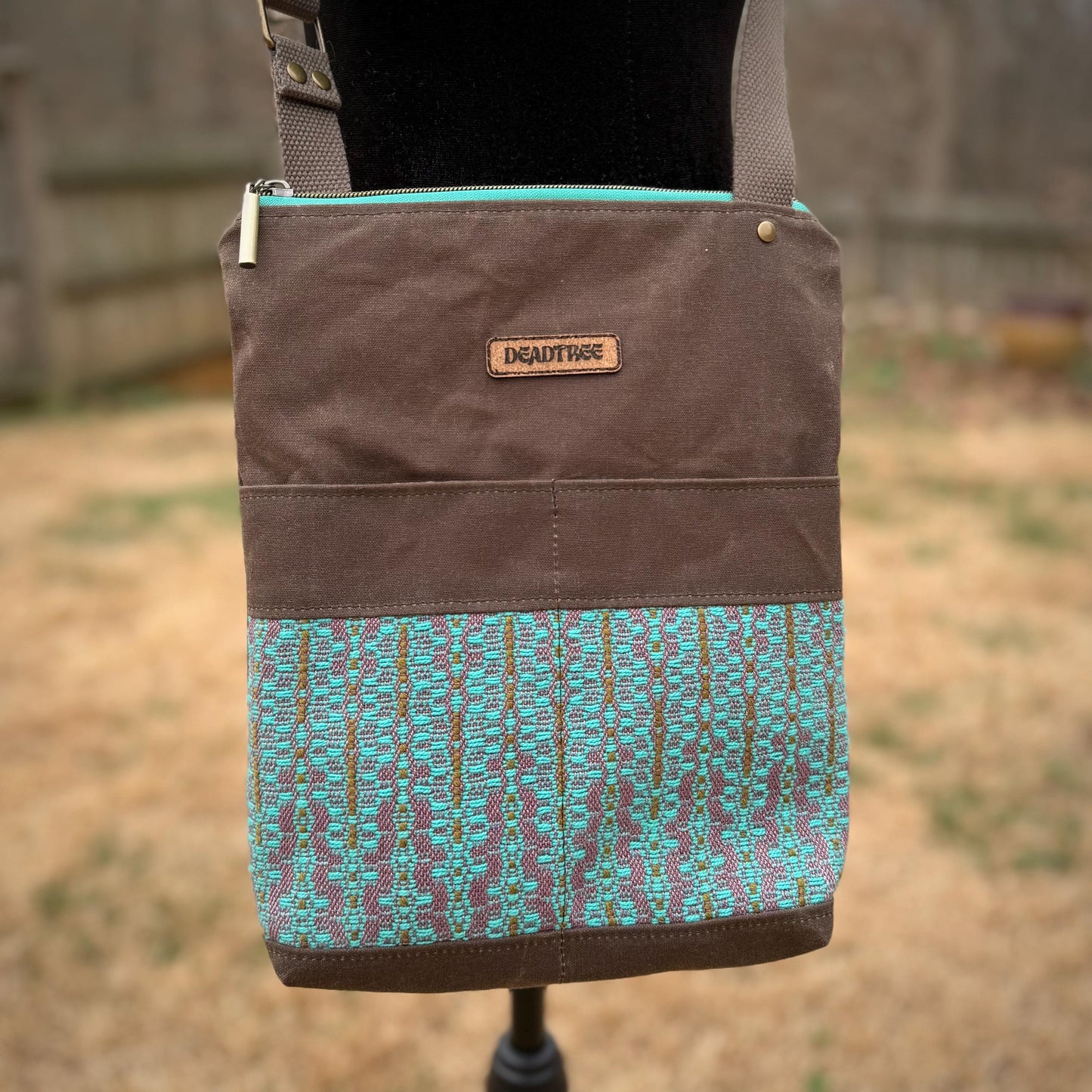 Teal & Brown Handwoven Crossbody
