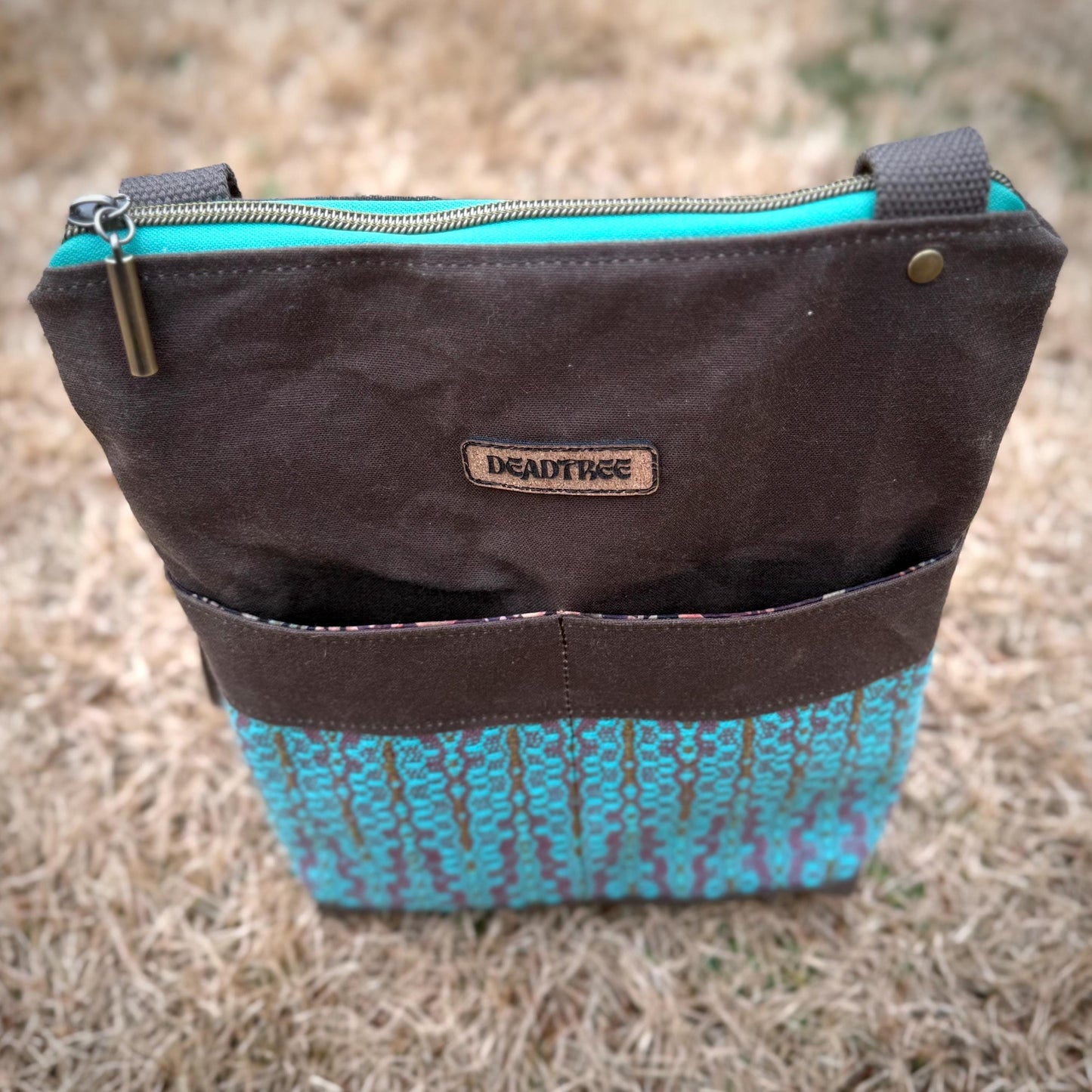 Teal & Brown Handwoven Crossbody