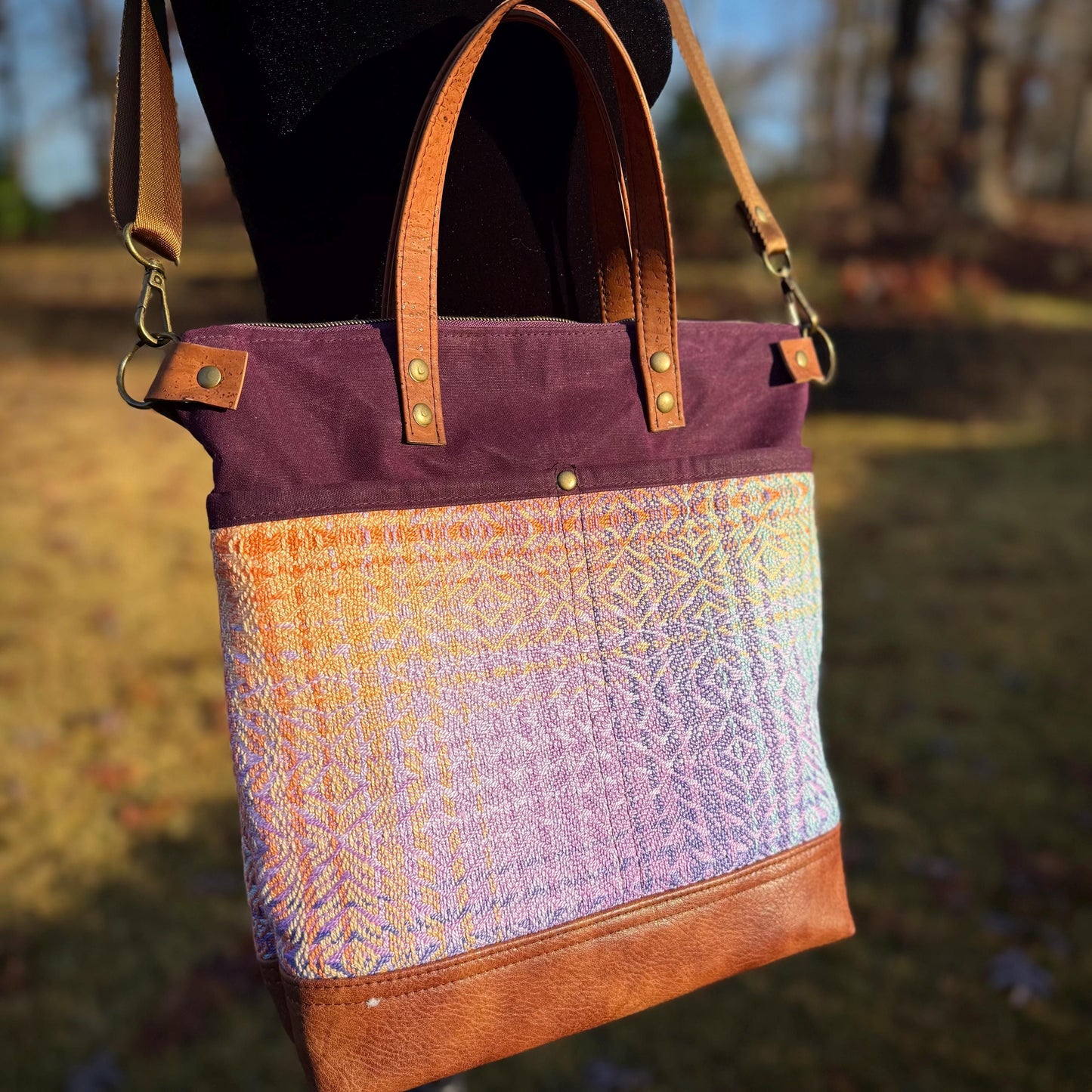 Maroon Handwoven Tote Bag